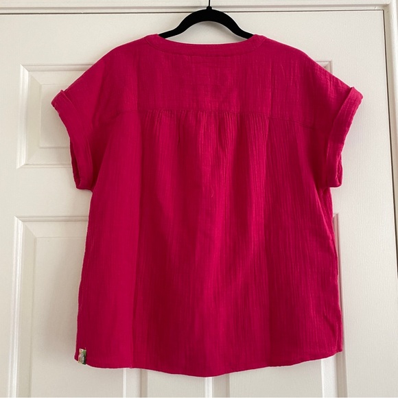 Tommy Bahama Coral Isle Cotton Gauze Island Soft V-Neck Shirt Pink Size Medium - Picture 7 of 11